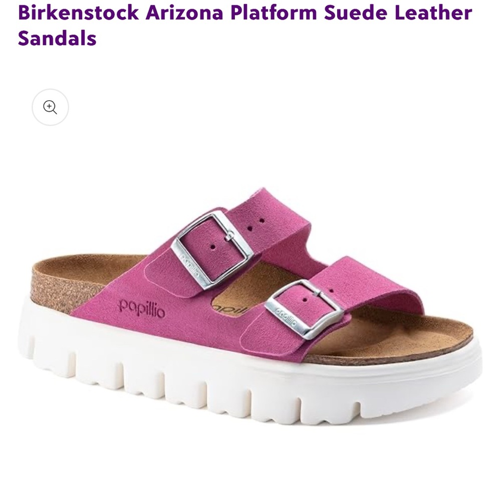 New in box Birkenstock Papillio Arizona chunky platform sandals fuschia pink 39